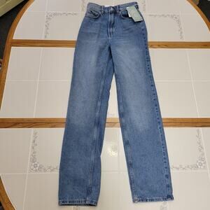 H&M Womens 90's Straight Fit Ultra High Waist Jeans Size 0 Waist 24 100% Cotton